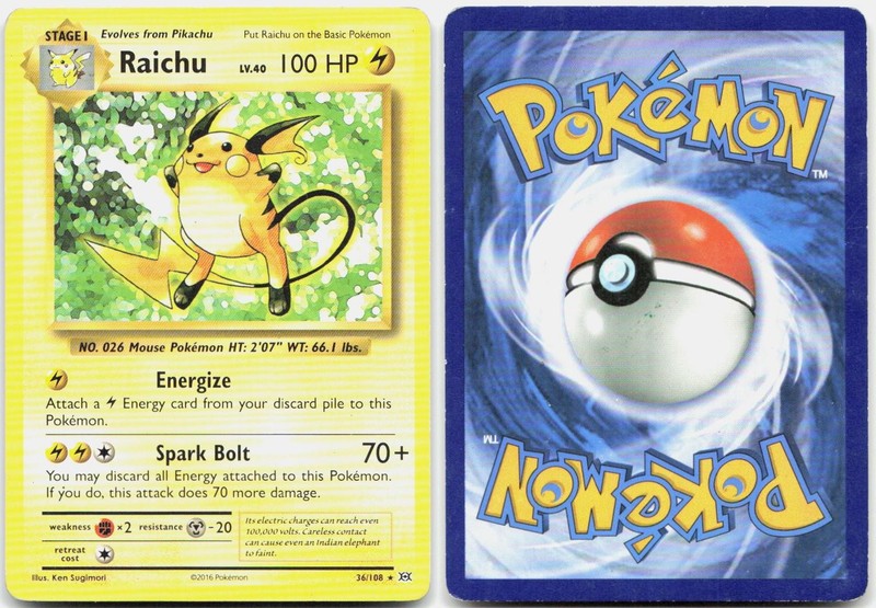 Raichu (XY Evolutions) 36/108 Rare Deck Exclusives Pokemon LP gallery