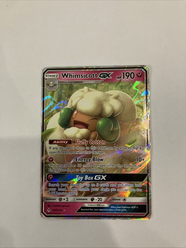 Pokémon TCG Whimsicott GX Holo Ultra Rare Card Unbroken Bonds 140/214