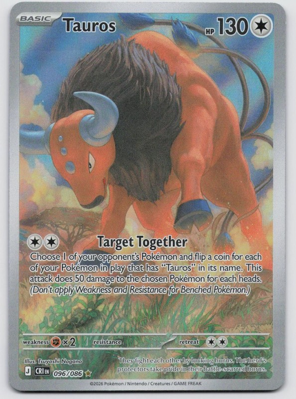 Tauros 096/086 Holo Illustration Rare Chaos Rising Pokemon Near Mint