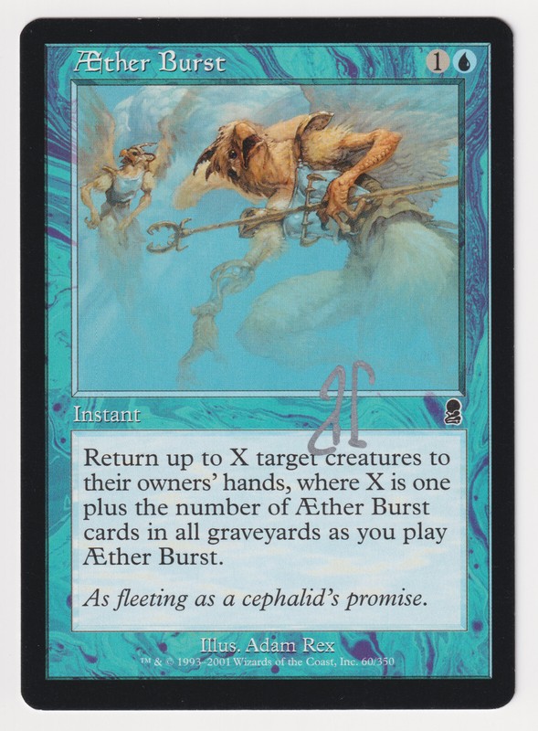 Silver Signed AEther Burst LP Odyssey Artist Adam Rex 2001 WOTC MTG Magic Blue!
