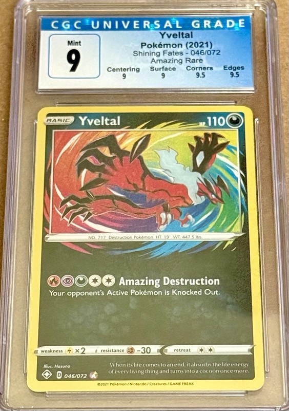 Yveltal 2021 Pokemon CGC Universal Grade 9 Shining Fates 046/072 Amazing Rare