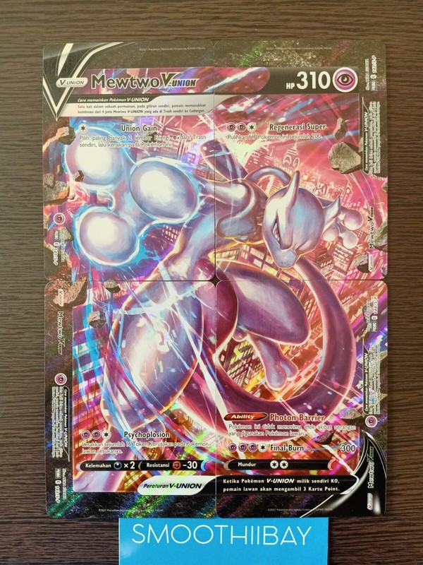 Mewtwo V-Union Promo Set of 4 Pokemon TGC Indonesia Black Star Promo