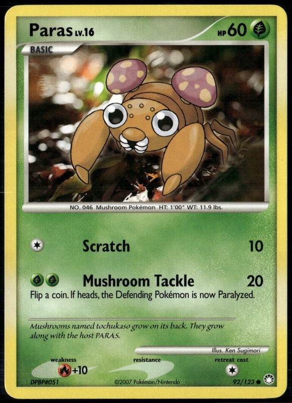 Paras Common – DP Mysterious Treasures 92/123 2007 LP+ Pokemon