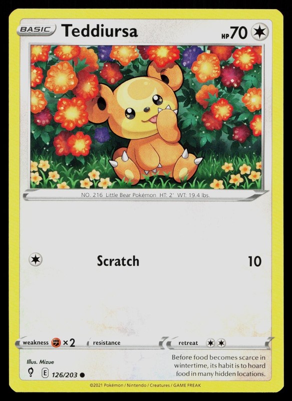 TEDDIURSA 126/203 COMMON EVOLVING SKIES POKEMON NM
