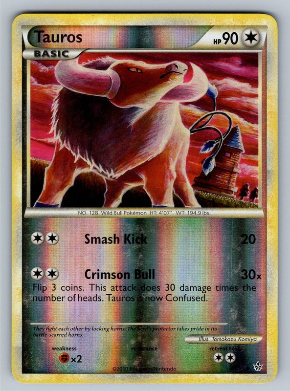 Tauros 41/95 Uncommon HGSS Unleashed Pokemon Reverse Holo Lightly Played