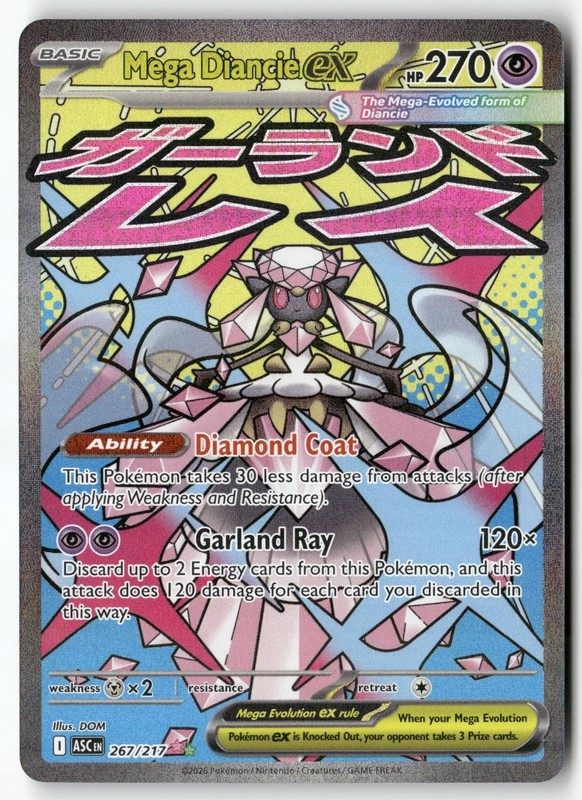 Mega Diancie ex 267/217 Mega Attack Rare Ascended Heroes Pokemon Near Mint