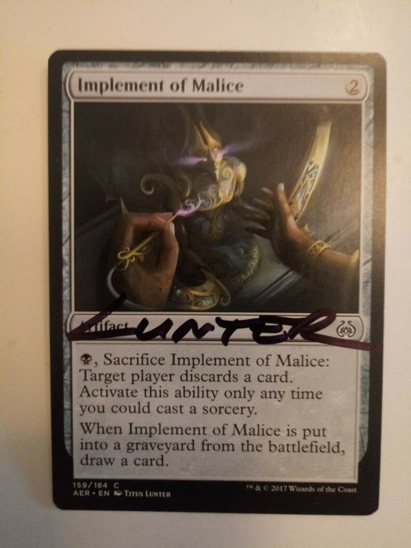 Implement of Malice Signed by Titus Lunter Magic the Gathering