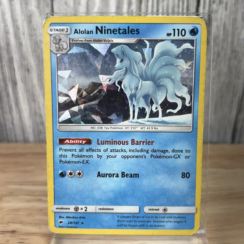 Pokémon TCG Alolan Ninetales Burning Shadows 28/147 Holo Rare Cracked Ice Holo