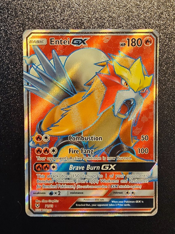 Pokémon Shining Legends #71/73 Entei GX Ultra Rare Full Art Holo 2017