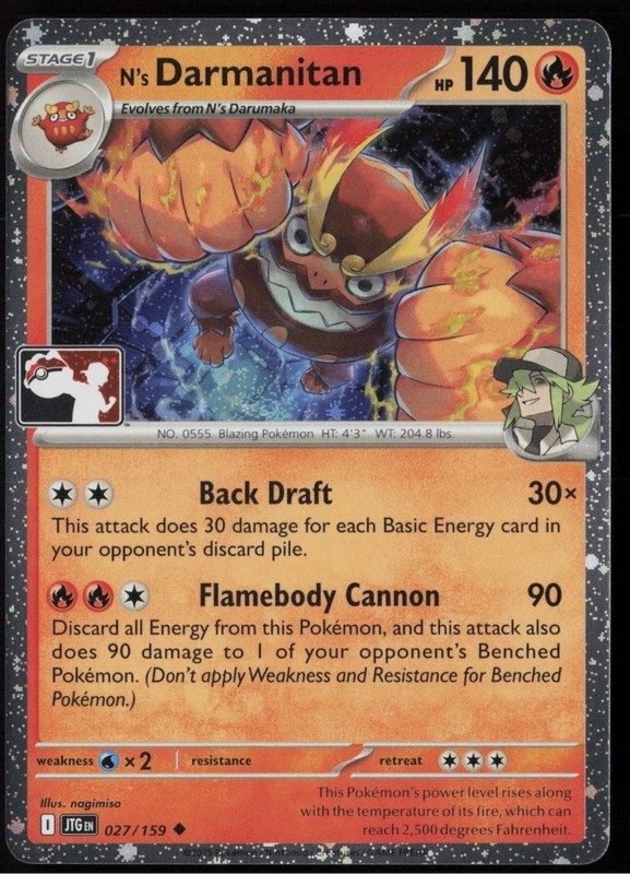 N’s Darmanitan 027/159 Prize Pack Series Cards Holo NM