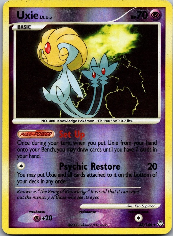 Uxie 43/146 Legends Awakened Reverse Holo Pokemon LP A9