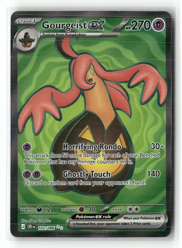 Gourgeist ex 102/086 Ultra Rare ME04: Chaos Rising Pokemon Holo Near Mint