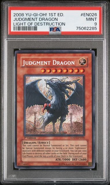 PSA 9 Judgment Dragon 1st Edition Light of Destruction LODT-EN026 Yugioh Secret
