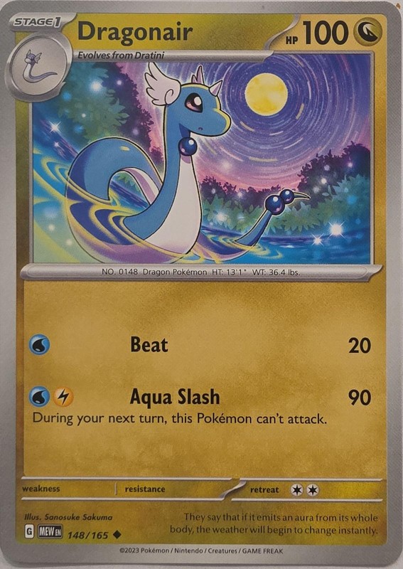 Dragonair 148/165 Uncommon 151 Pokemon Near Mint