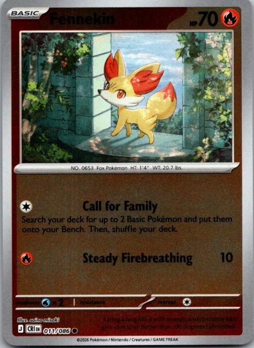 Fennekin Reverse Holo Common ME04: Chaos Rising 011/086 NM