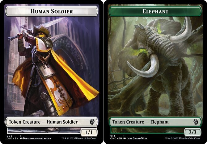 Human Soldier // Elephant Double-sided Token x1 – Commander: Phyrexia: All Will