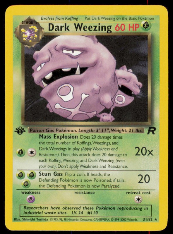 Dark Weezing 31/82 Rare Team Rocket Pokemon 1st Edition Lightly Played