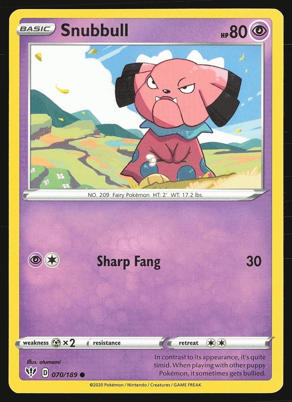 SWSH03: Darkness Ablaze Snubbull #070/189 Common Pokemon Card