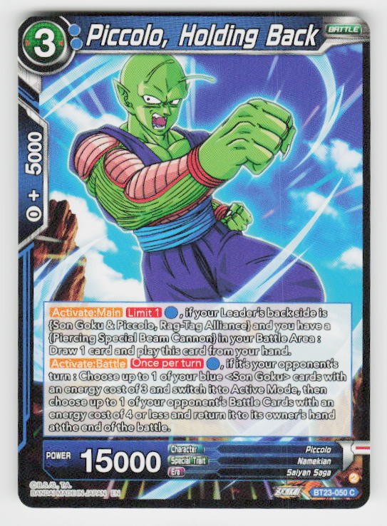 Dragon Ball Super TCG #BT23-050 C Piccolo, Holding Back