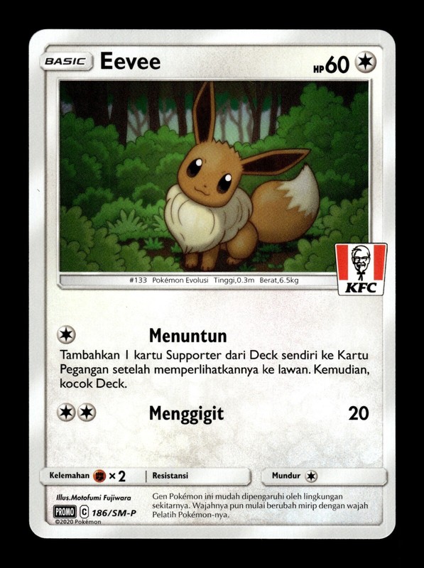 Pokemon Eevee 186/SM-P KFC Kentucky Fried Chicken Promo Card
