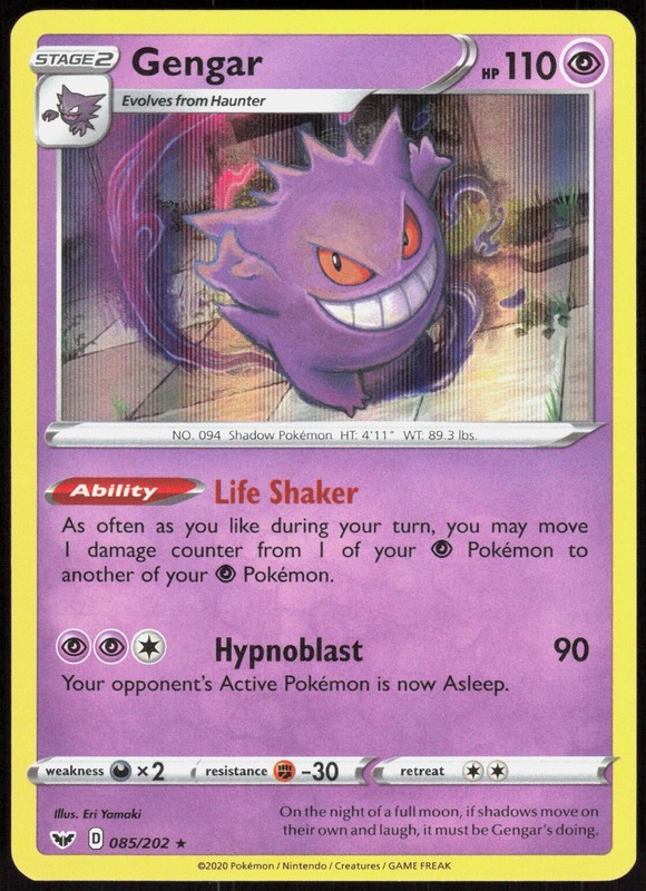 Sword & Shield Gengar 085/202 Holo Rare Pokemon Holo NM/M