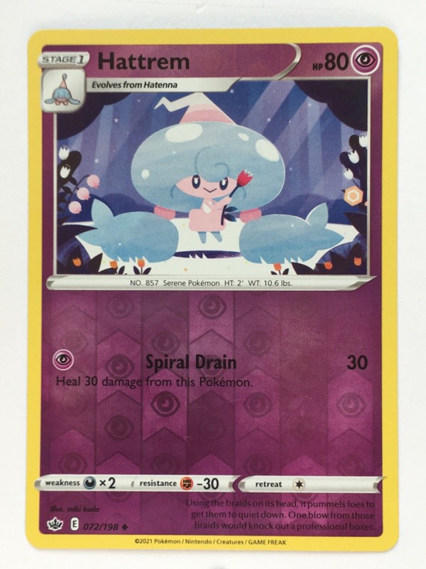 Hattrem 072/198 Reverse Holo Uncommon Chilling Reign Pokemon Lightly Played LP