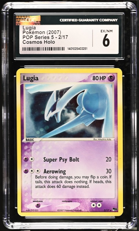 CGC 6 Lugia Holo POP Series 5 Cosmos Holo 2/17 Pokemon 2007 EX-NM