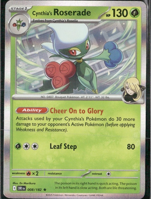 Cynthia’s Roserade 008/182 Sv10: Destined Rivals Holo Rare