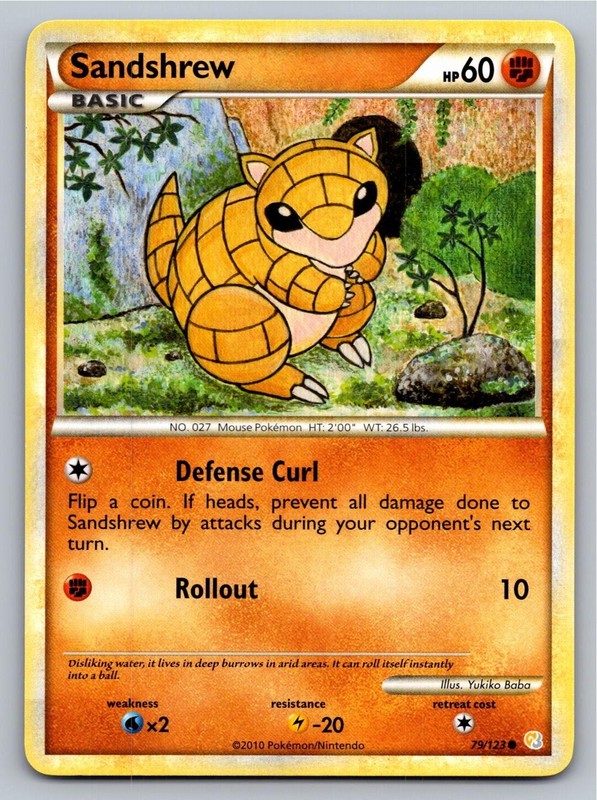 Sandshrew 79/123 Common HeartGold & SoulSilver Pokemon Lightly Played