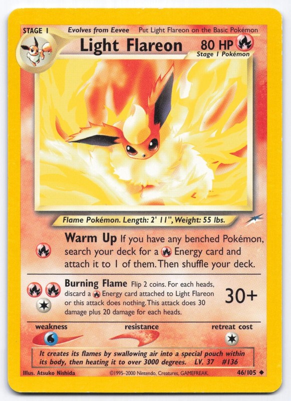 Light Flareon 46/105 Neo Destiny Unlimited Pokemon Card Atsuko Nishida LP