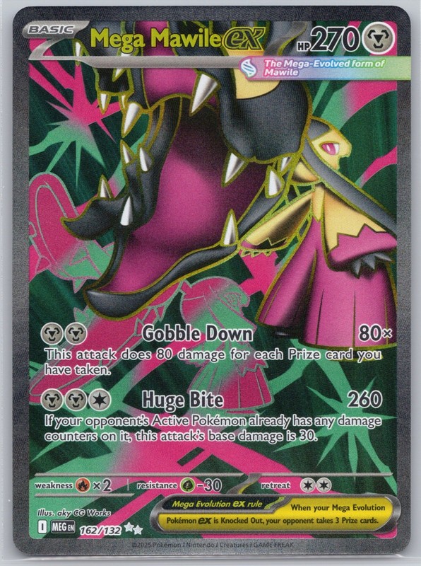 Mega Mawile ex Holo 162/132 Ultra Rare ME01: Mega Evolution aky CG Works NM