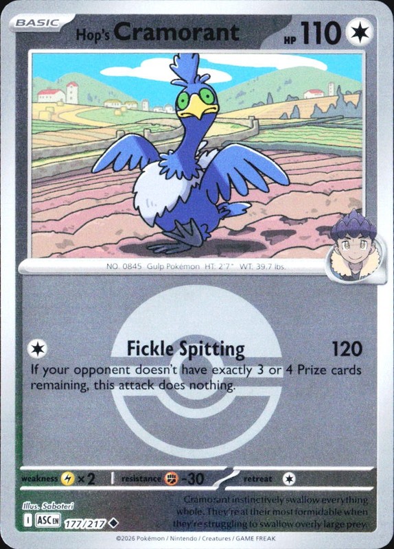 Hop’s Cramorant (Poke Ball) ASC ME: Asc Heroes #177/217 Uncommon Rev Holo NM
