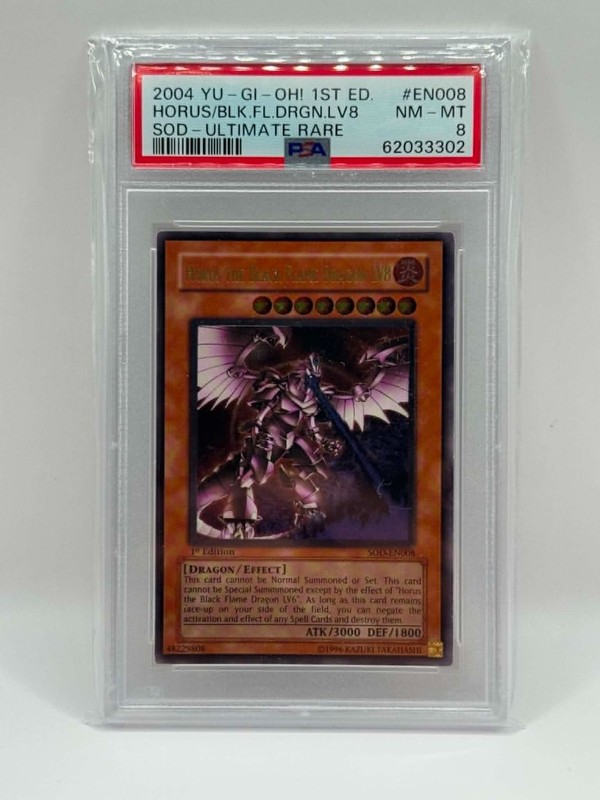 2004 YuGiOh! Horus the Black Flame Dragon LV8 SOD Ultimate Rare 1st Ed PSA 8