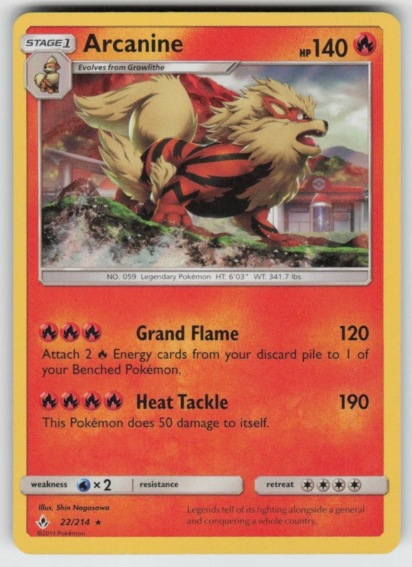 Holo Arcanine 22/214 Rare Unbroken Bonds Near Mint