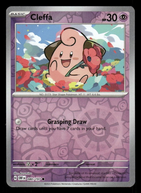 Cleffa 080/197 C Obsidian Flames Reverse Holo NM/M Pokemon