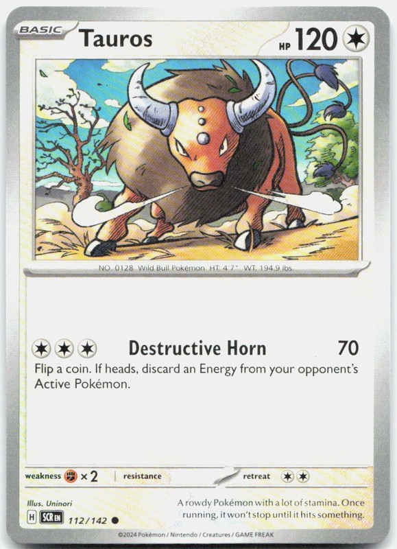 Tauros 112/142 Common Stellar Crown Pokemon Lightly Played
