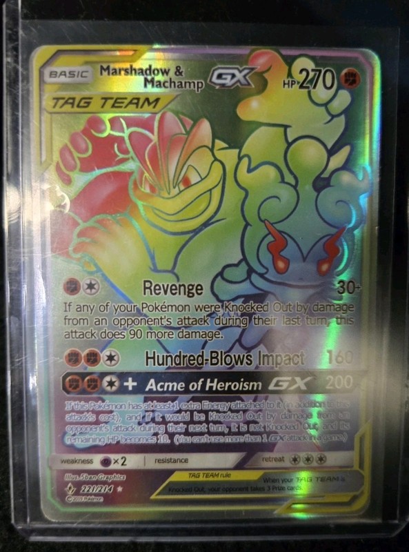 Marshadow & Machamp GX TAG TEAM Rare Full Art Holo 221/214 270 HP