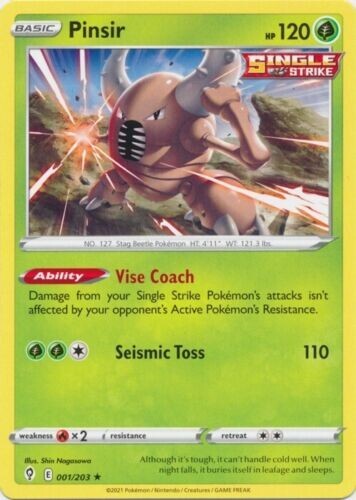 Pinsir Rare Pokemon TCG Card 001/203