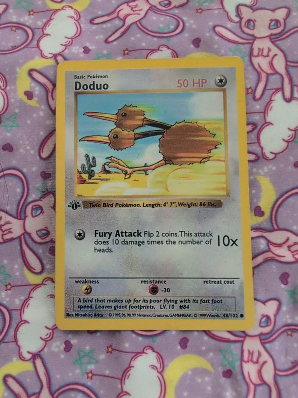 Pokemon Doduo 48/102 (1st Edition) Shadowless *Near Mint* Never Played Card gallery