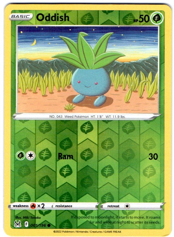 ODDISH 001/196 POKÉMON, FUTURES (F) COMMON REVERSE HOLO