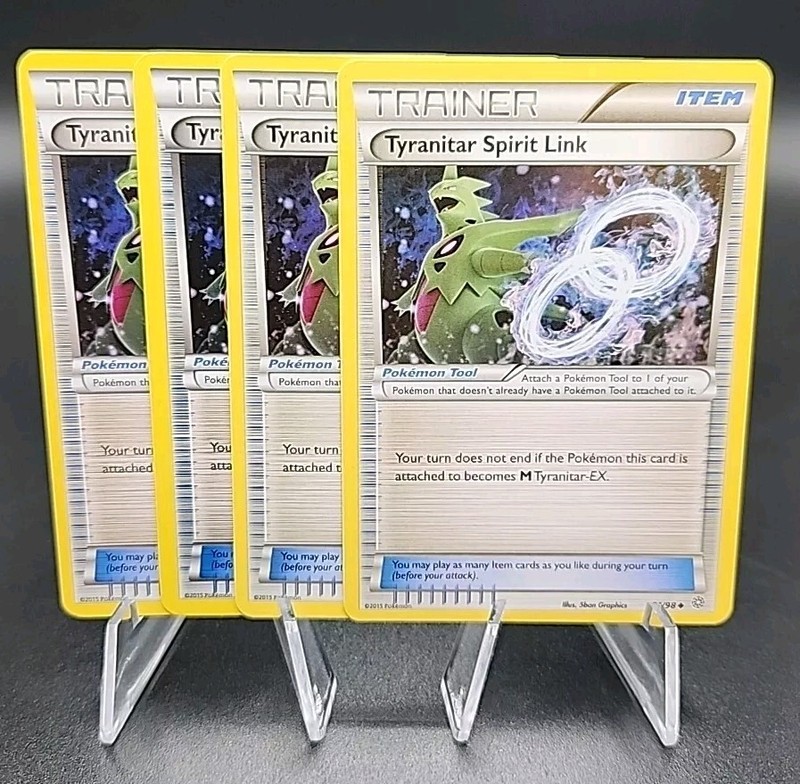 4x Tyranitar Spirit Link 81/98 XY Ancient Origins Pokémon Trainer Playset NM-MT