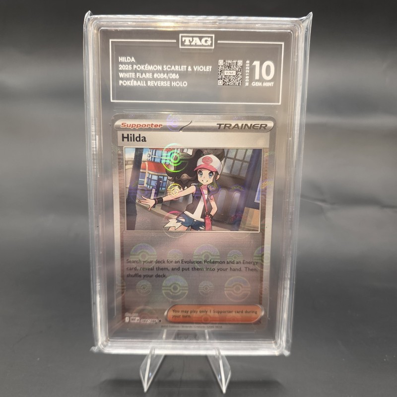 Hilda – White Flare 084/086 PokeBall Holo TAG 10 GEM MINT