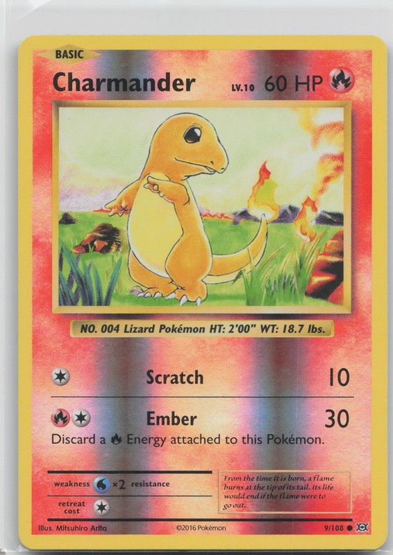 Charmander Common Fire XY – Evolutions 9/108 NM 2016 Mitsuhiro Arita Reverse Hol