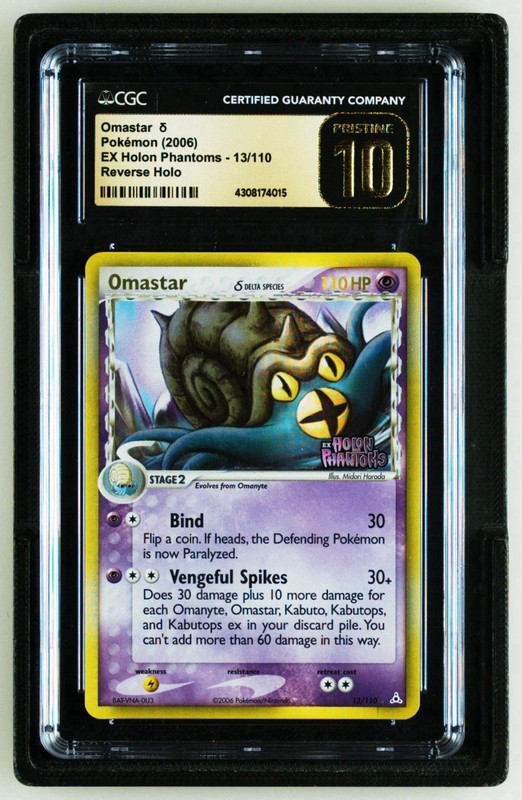 CGC 10 Pristine Omastar 13/110 Pokemon EX Holon Phantoms Reverse Holo Gem Mint