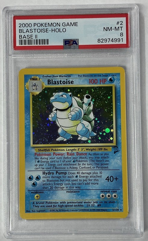 2000 POKEMON BASE SET 2 #2 BLASTOISE-HOLO PSA 8