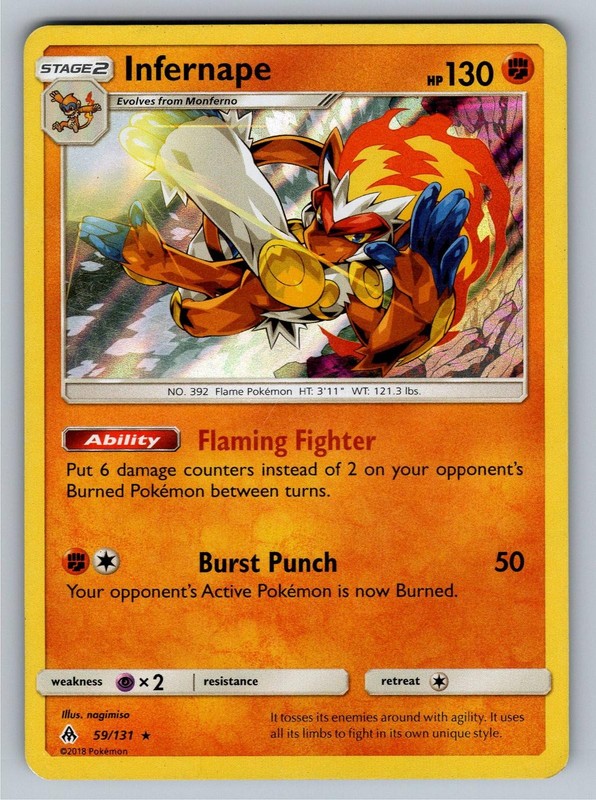Infernape 59/131 Holo Rare Forbidden Light Pokemon Lightly Played