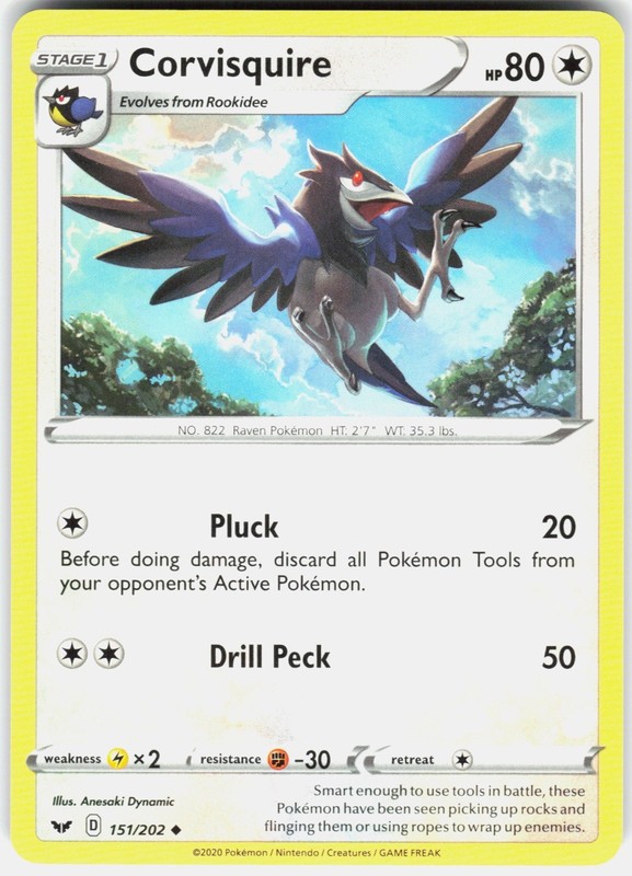 Corvisquire SWSH01: Sword & Shield Base Set 151/202 Masakazu Fukuda NM
