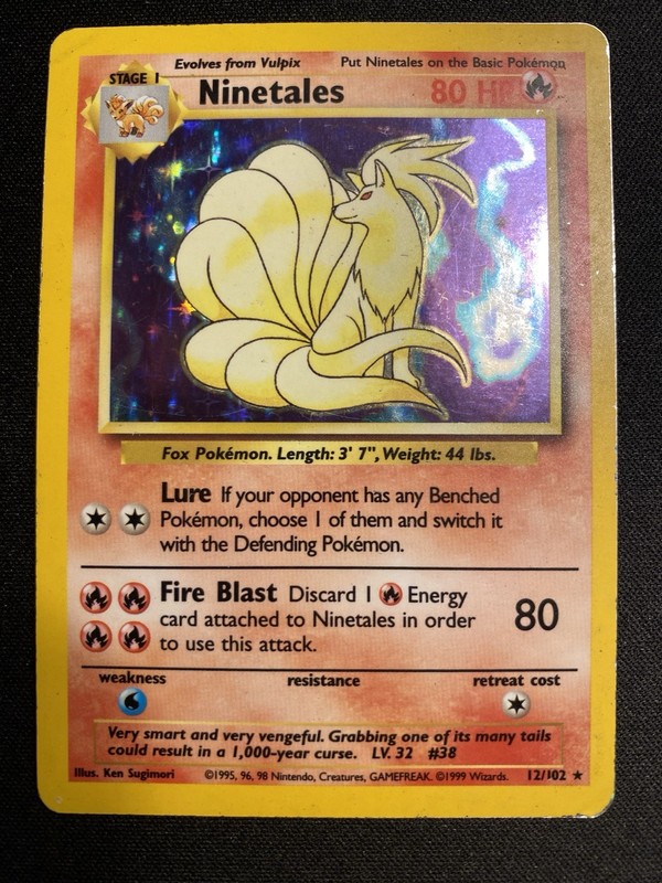 Ninetales 12/102 Base Set Holo Rare Unlimited HP/Damaged