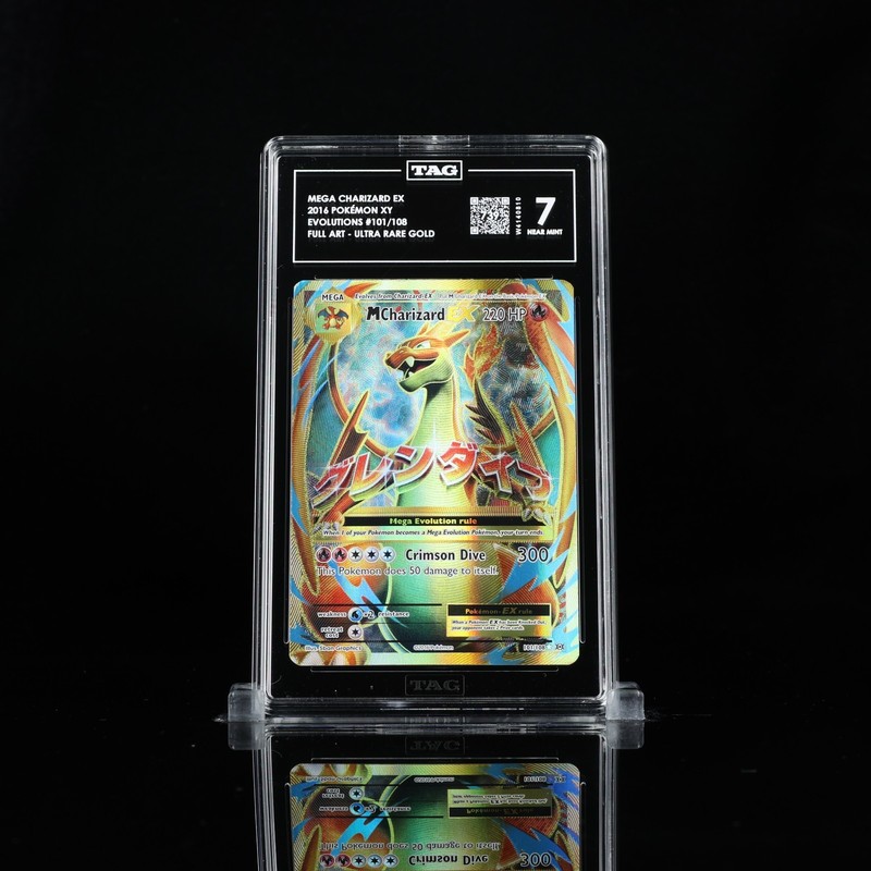 2016 POKÉMON XY EVOLUTIONS #101/108 MEGA CHARIZARD EX ULTRA RARE FULL ART TAG 7