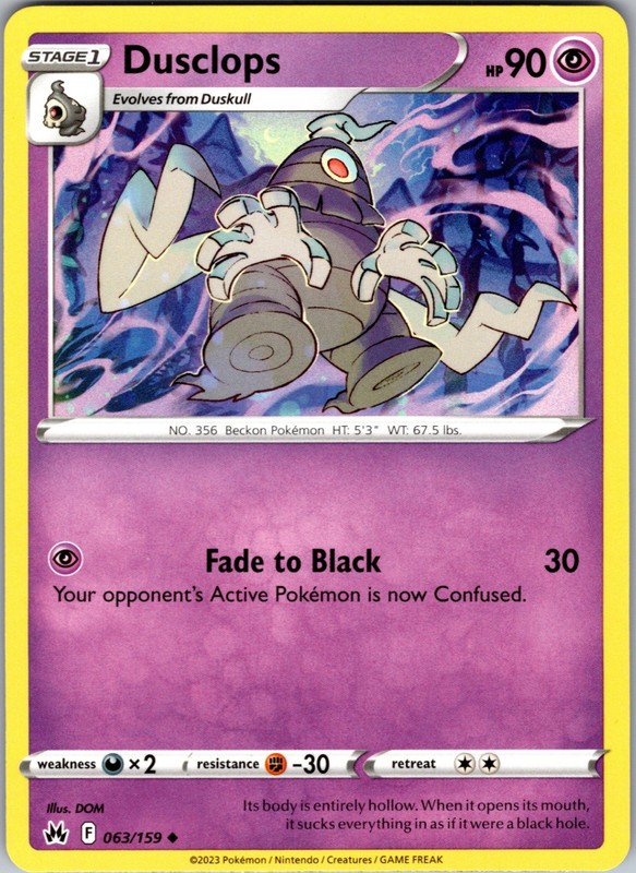 Dusclops 063/159 Uncommon Regular SWSH: Crown Zenith NM